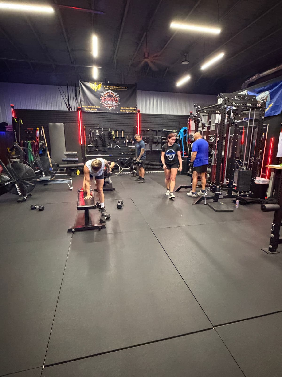 Coached strength session at The Shred Shed — protecting muscle while losing fat